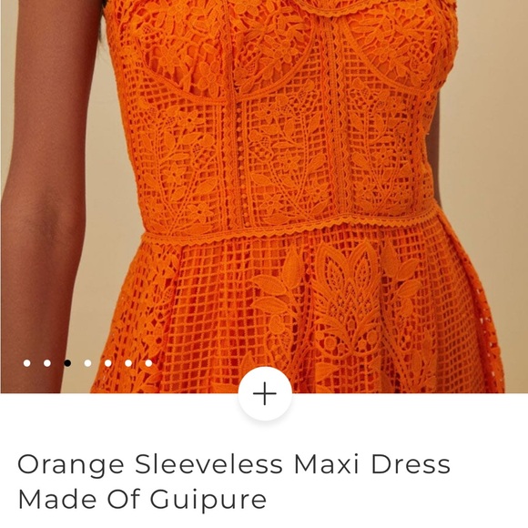 FARM Rio Vibrant Orange Sleeveless Maxi Dress Guipure - Picture 4 of 7